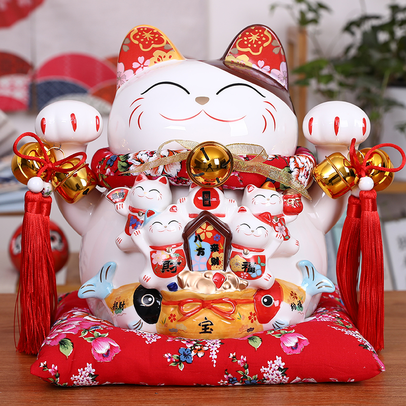 Lucky Cat Decoration ตุ๊กตาของขวัญ พร้อมกล่อง/ขนาด 12-14 นิ้ว