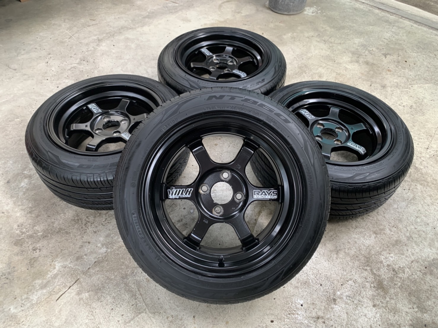 ✨ล้อแม็ก 4รู100✨TE37 ขอบ 15 สีดำ พร้อมยาง 195-55-15 NITTO ปี 18 สภาพดี