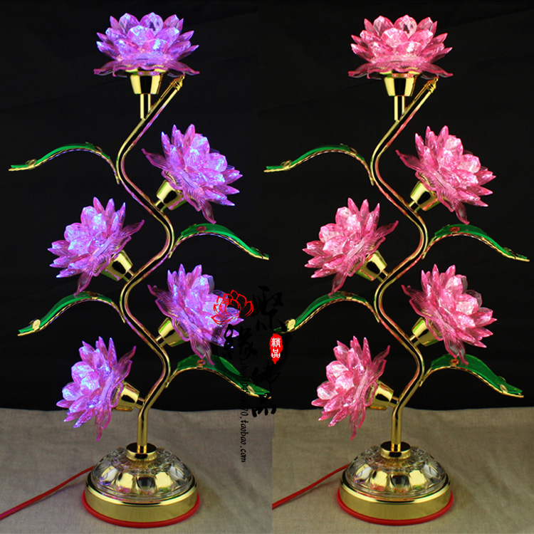 โคมไฟคริสตัลดอกบัว(LED) สำหรับจุดบูชาพระโพธิสัตว์,พระพุทธ,ตกแต่งหิ้งบูชา เสริมมงคล