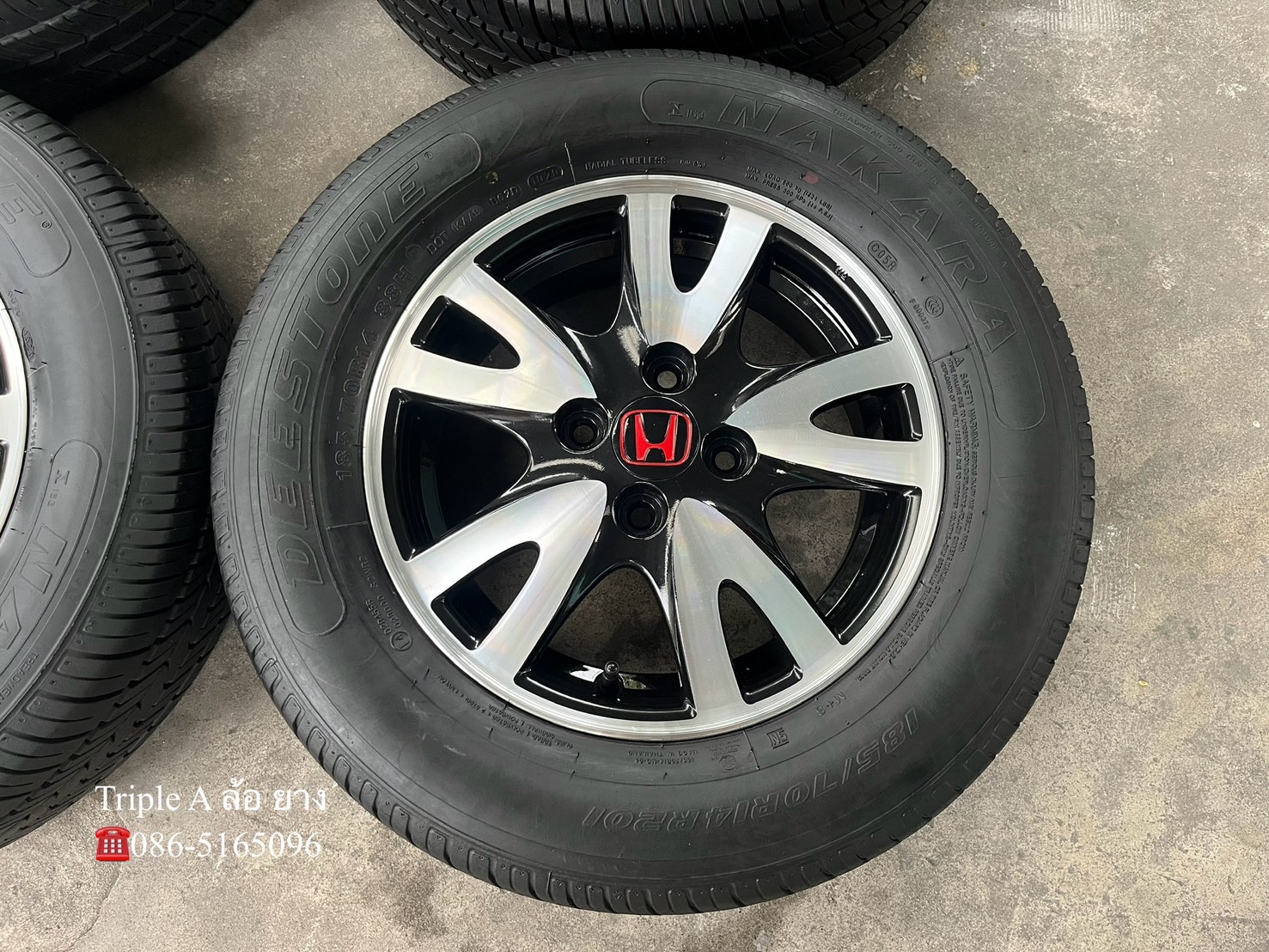 ✨ล้อแม็กพร้อมยาง✨Honda Brio ขอบ 14 ดำหน้าเงา💖สวยกริ๊บ💖