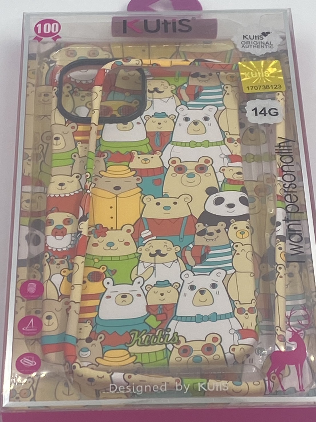 เคสคูทิส(Kutis)เคสไอโฟน14G(ลายหมีหมู่)มาใหม่ เคสประกบหน้า-หลัง เคสเรืองแสง เคสลายวินเทจ ร้านSuperhero Klongthom