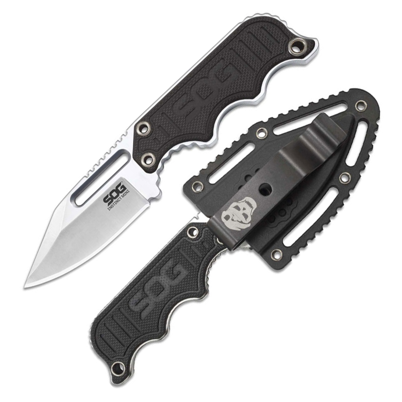 มีดห้อยคอ มีดใบตาย SOG Instinct mini ด้าม SATIN G10 พร้อมปลอกมีดเหน็บเข็มขัดและห้อยคอ