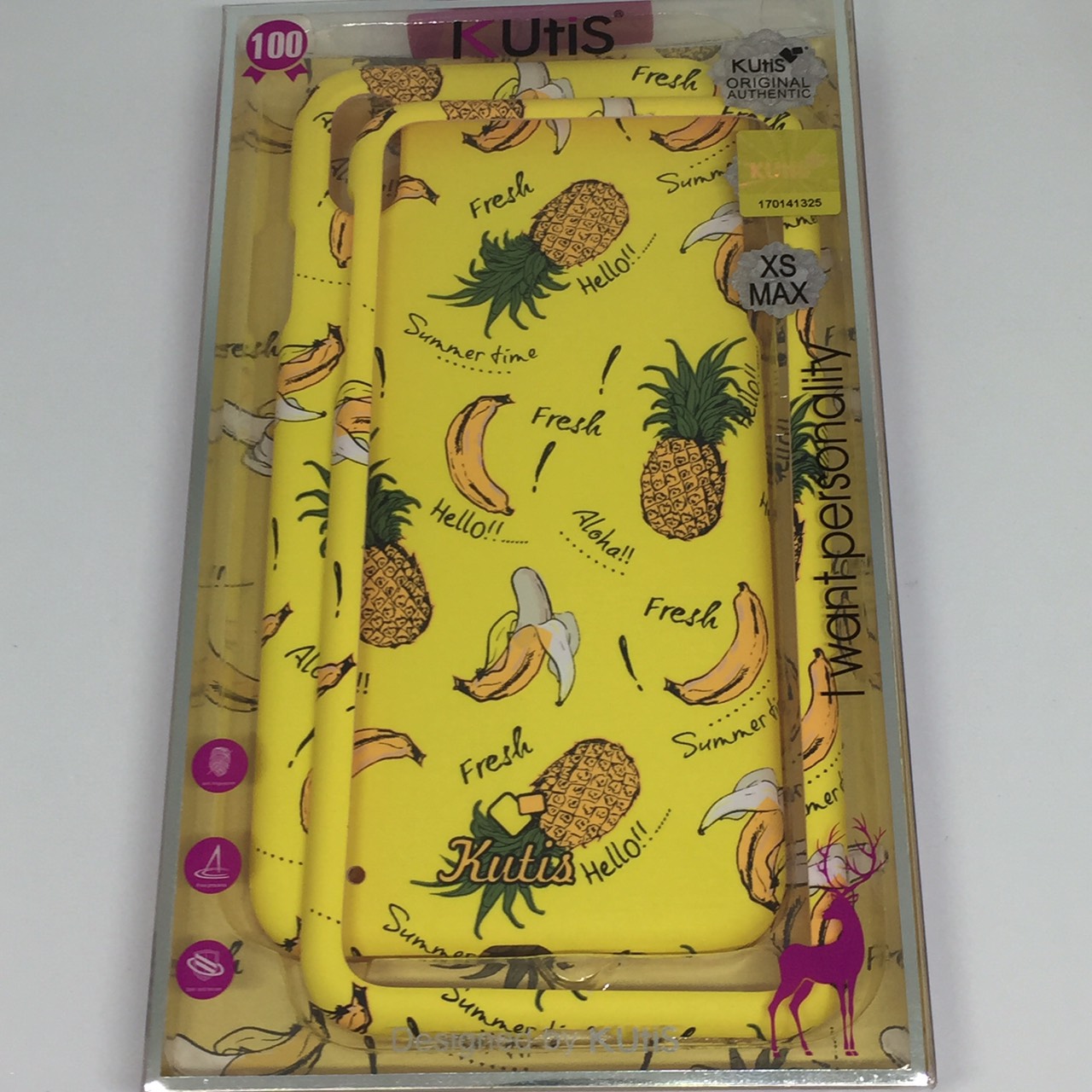 เคสคูทิส(Kutis)ไอโฟนXS MAX(ลายกล้วยกับสัปปะรด)มาใหม่ เคสประกบหน้า-หลัง