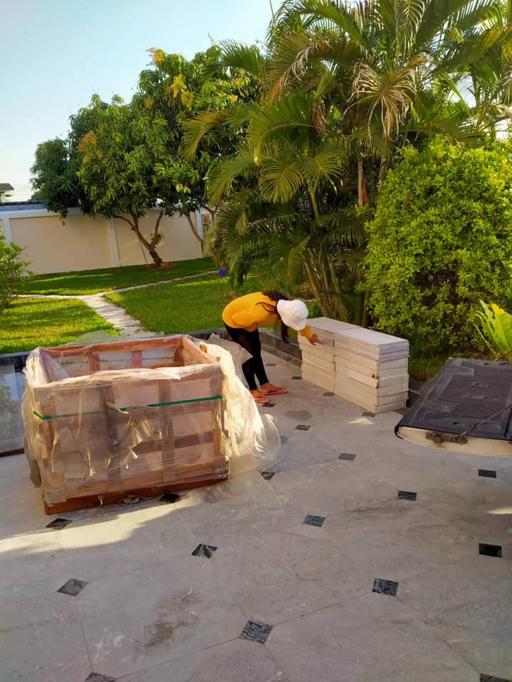 หินธรรมชาติ สีสวย White Cloudy + Silver Grey