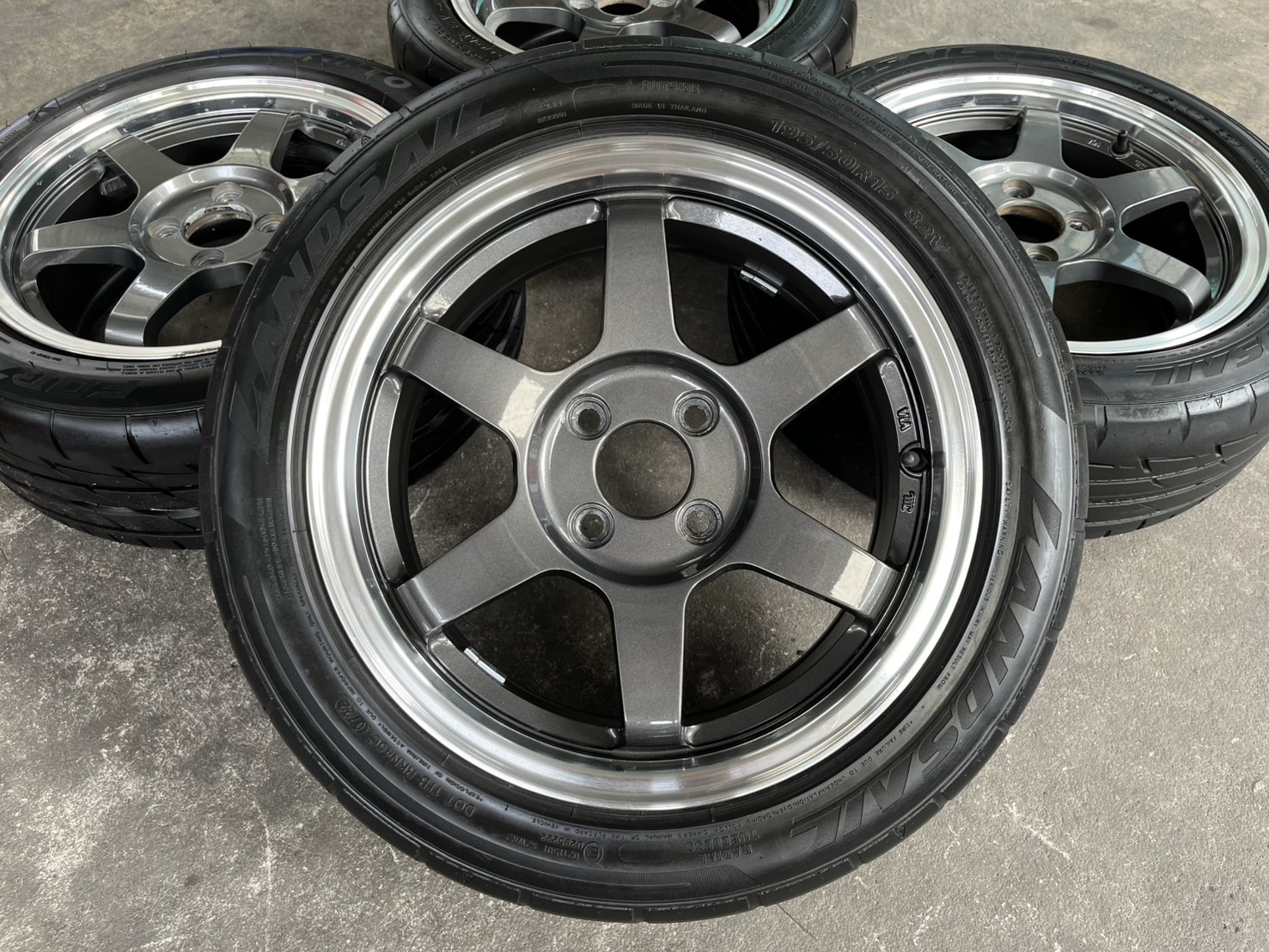 ✨ล้อแม็กพร้อมยาง✨4รู100✨SSW ขอบ 15 สีเทาขอบเงา