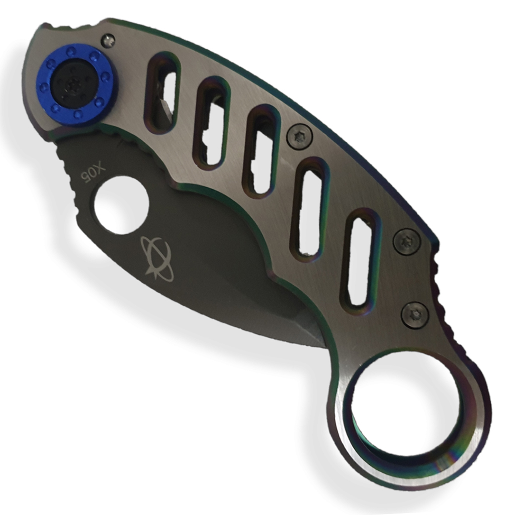 มีดพก มีดพับ มีดคารัมบิต MANTIS KNIVES MK-2 CINQ 2 (สีเทา)