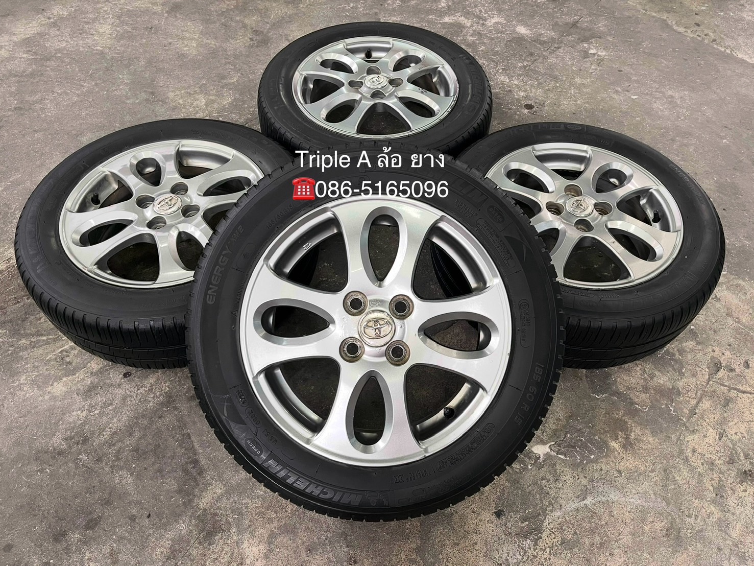 ✨ล้อแม็ก 4รู100✨Toyota Vios รุ่นพิเศษ ขอบ 15 สีเทา พร้อมยาง 185-60-15 Michelin ปี 22