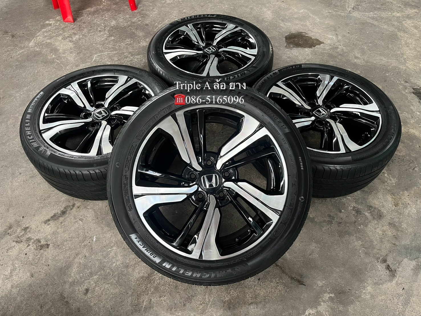 ✨ล้อแม็ก 5รู114✨Honda Civic FC Turbo RS ขอบ 17 ดำหน้าเงา พร้อมยาง 215-50-17 Michelin ปี 21