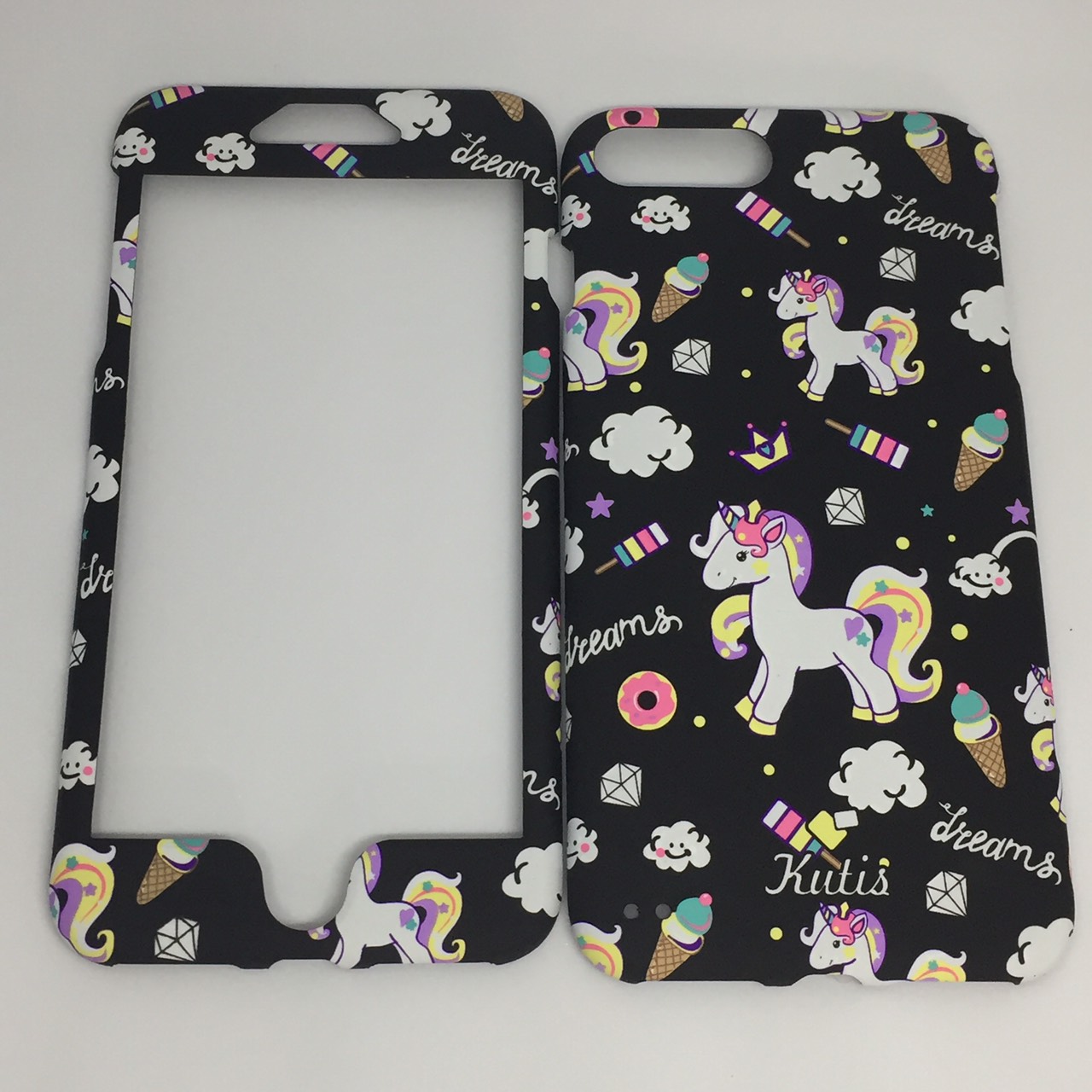 เคสคูทิส (Kutis) ไอโฟน7พลัส,8พลัส(ลายม้ายูนิคอร์นพื้นหลังสีดำ)
