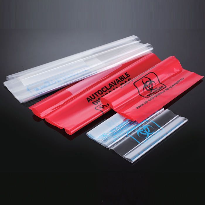 ถุงเก็บขยะติดเชื้อ ขยะอันตราย Autoclave bag(200ชิ้น/pkg)-สีแดง,สีใส