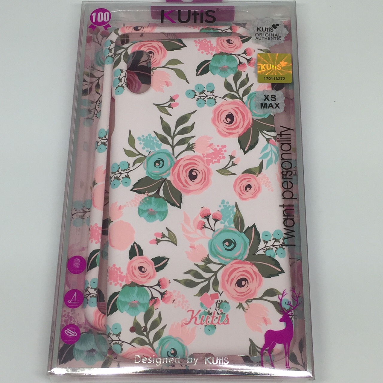 เคสคูทิส(Kutis)ไอโฟนXSMAX (ลายดอกไม้ สีพื้นหลังสีชมพูอ่อน)สินค้ามาใหม่ๆๆ