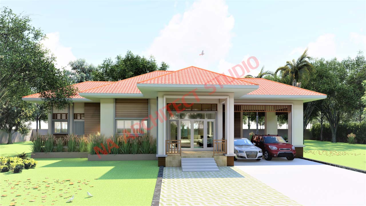 แบบบ้านชั้นเดียว สไตล์คอนเทมโพรารี NA-101 ขนาด 149 ตร.ม. 2 ห้องนอน 2 ห้องน้ำ