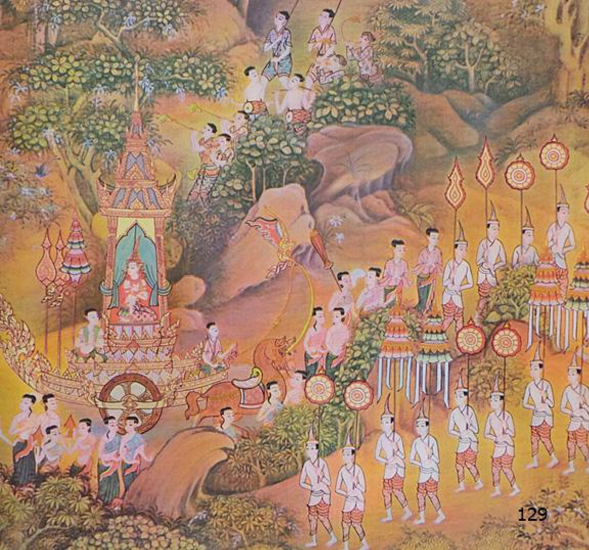 ลายไทยหมู่บ้านในวรรณคดี โทนสีแดง