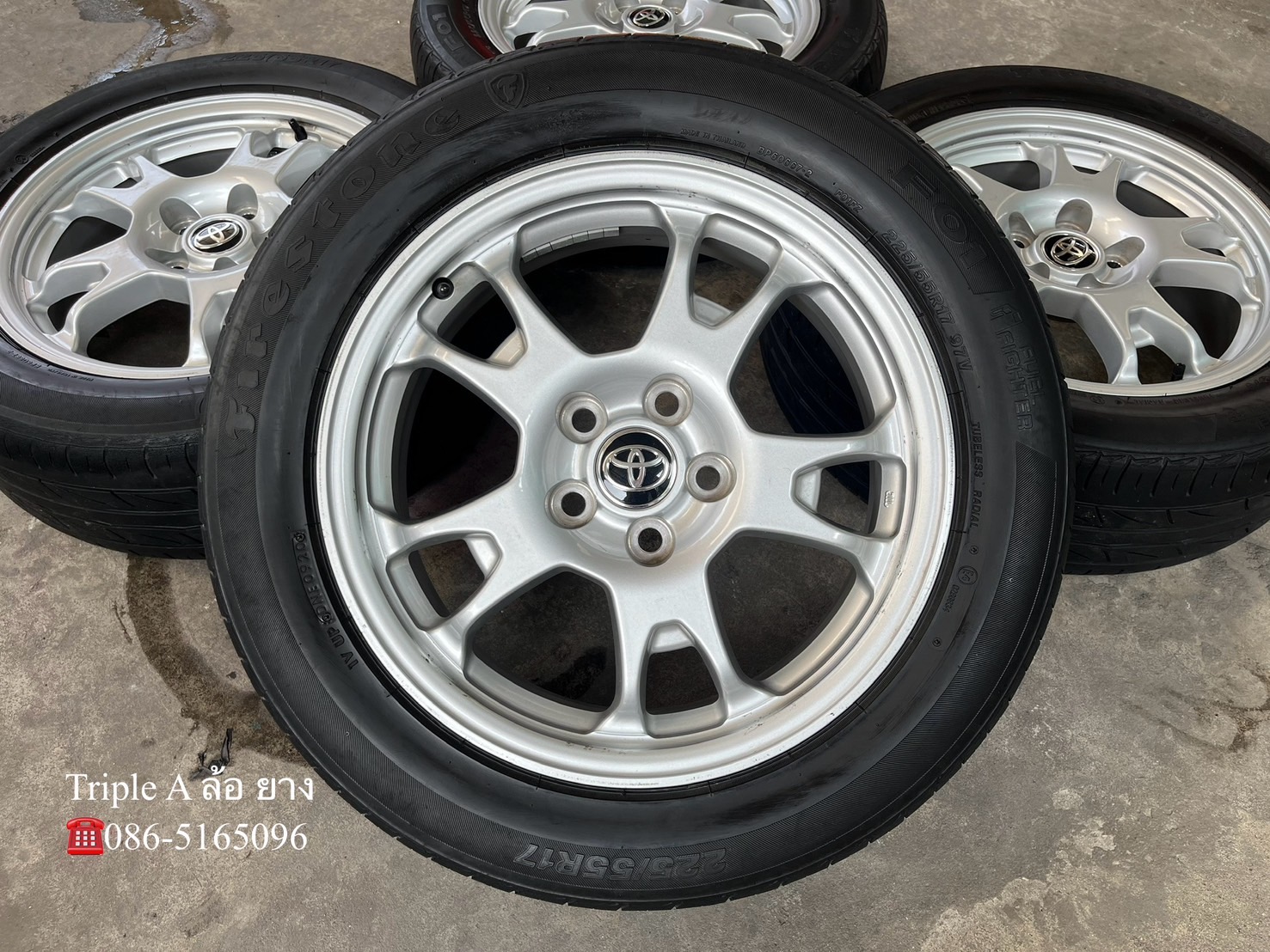 ✨ล้อแม็ก 5รู114✨Toyota ขอบ 17 สีบอร์น แถมยาง 225-55-17 Firestone ปี 20