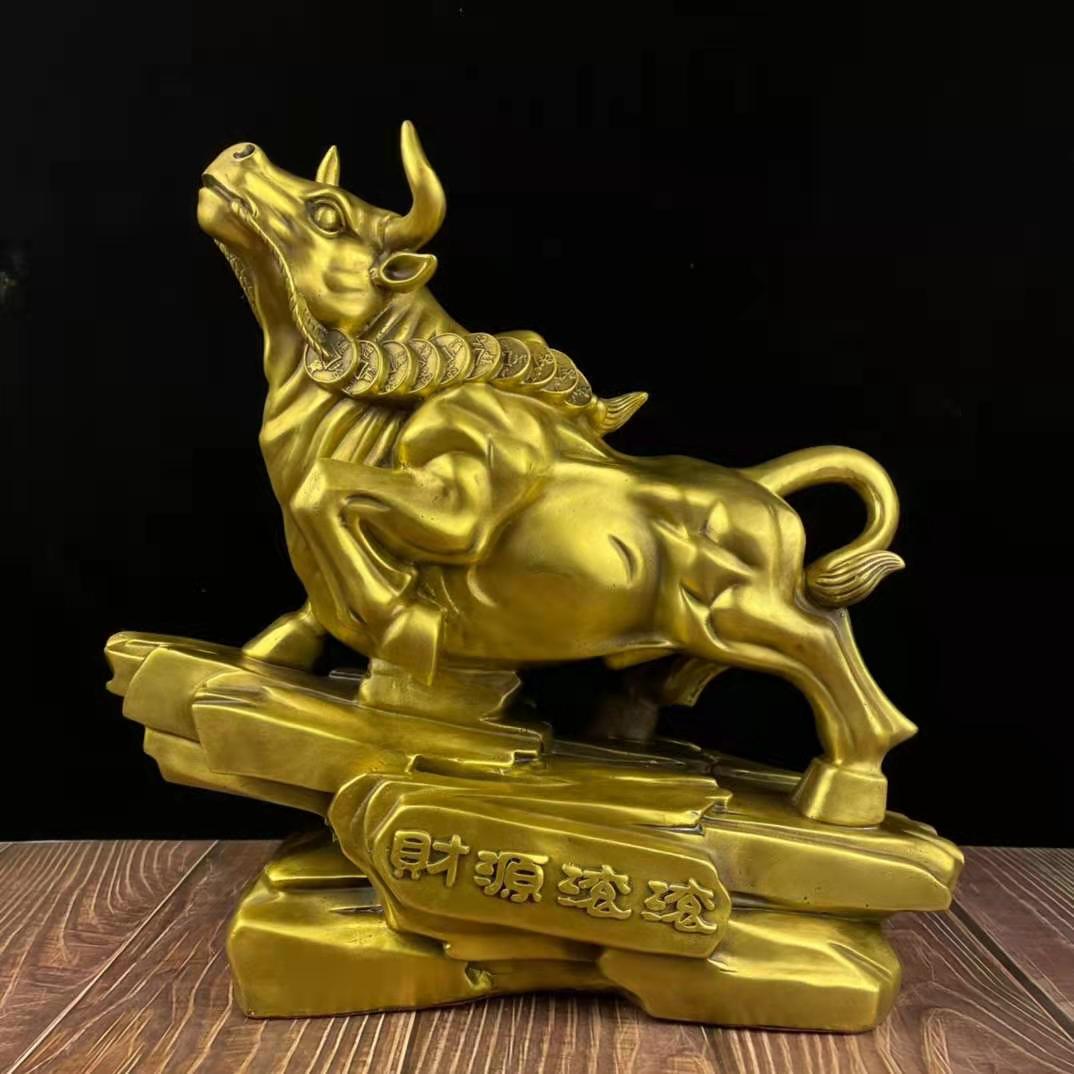 รูปหล่อทองเหลือง Lucky Bull วัวนำโชค เสริมดวงการเงิน,การงาน,แก้ปีชง จากมณฑลเหอหนาน ประเทศจีน