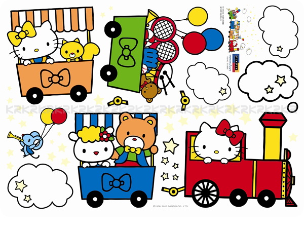 KS-58360 Wall Sticker ลายเรืองแสง Kitty train ขนาดแผ่น 50x70cm