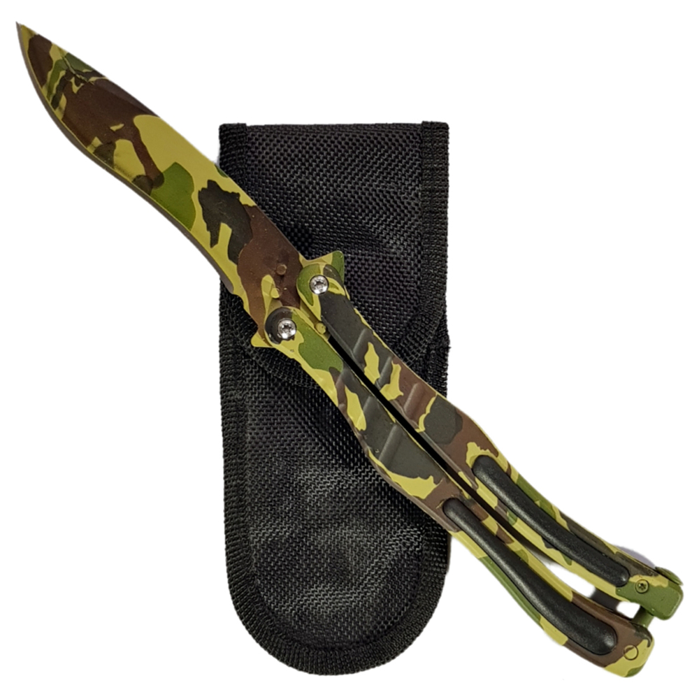 Balisong มีดบาลีซอง มีดควง มีดพับ มีดบัตเตอร์ฟลาย CS GO Counter-Strike (ลายพรางทหาร) พร้อมซองไนล่อนสำหรับเก็บมีด