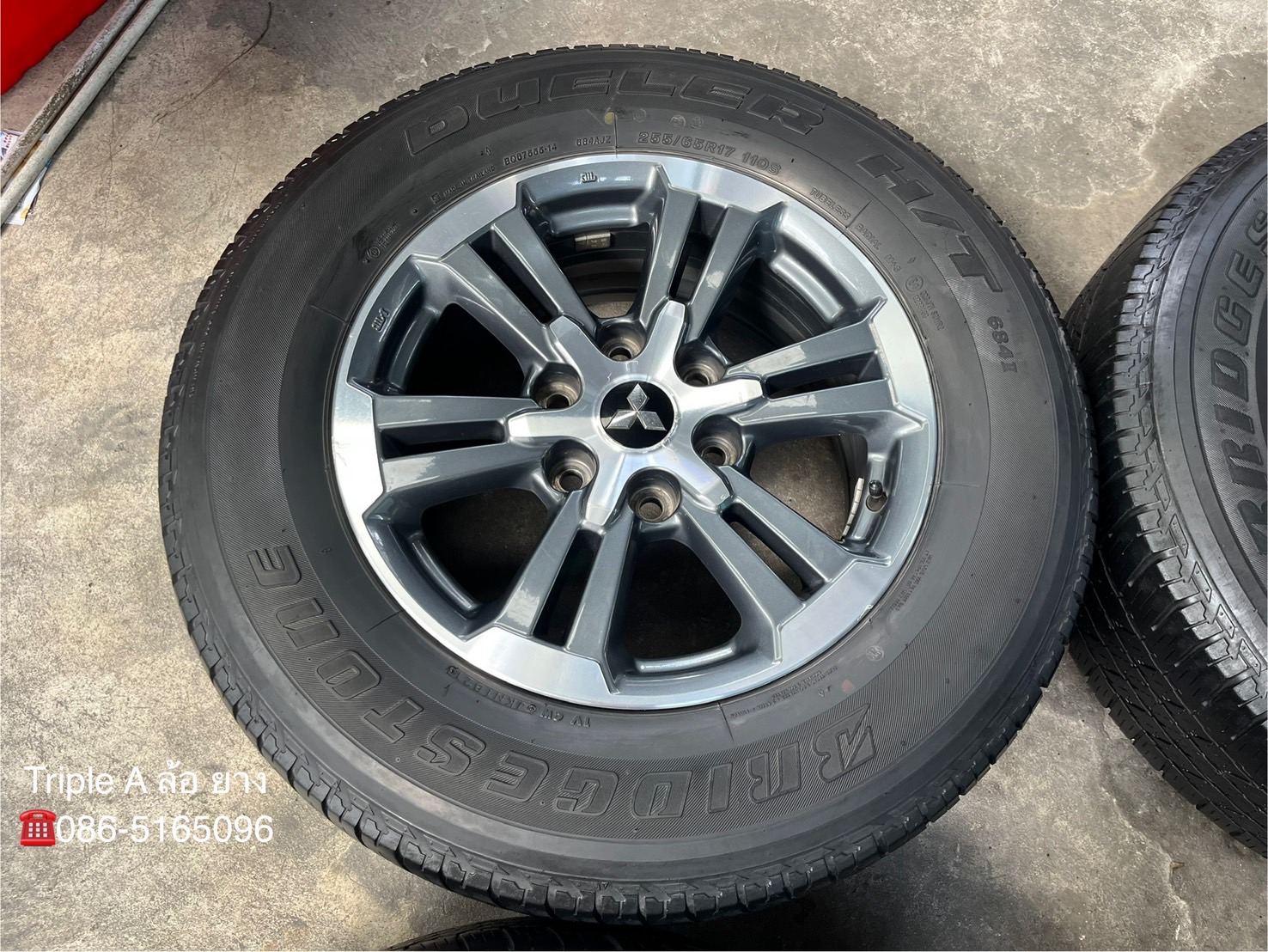 ✨ล้อแม็กพร้อมยาง 6รู139✨Mitsu Triton ขอบ 17 เทาหน้าเงา