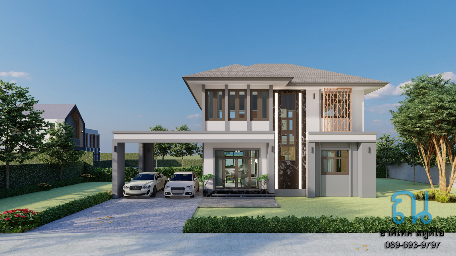 แบบบ้าน 2 ชั้น สไตล์โมเดิร์น ลักชัวรี่ (Modern Luxury) NA-219 ขนาด 204 ตร.ม 3 ห้องนอน 3 ห้องน้ำ