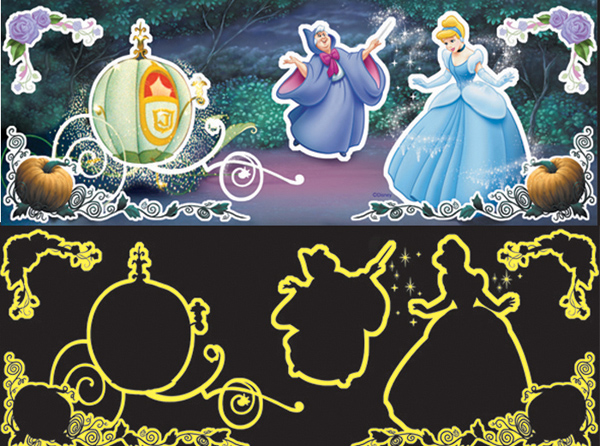GBD-11 Glowing Border sticker ลายแต่งขอบเรืองแสง Cinderella ขนาด 5x40 cm