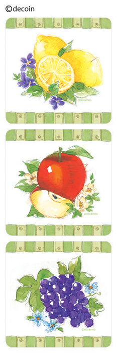 SM-133 Deco Sticker สติ๊กเกอร์ใส สำหรับตกแต่งกระเบื้องครัว ห้องน้ำ / 1 ชุดมี 6 แผ่น / Fruits
