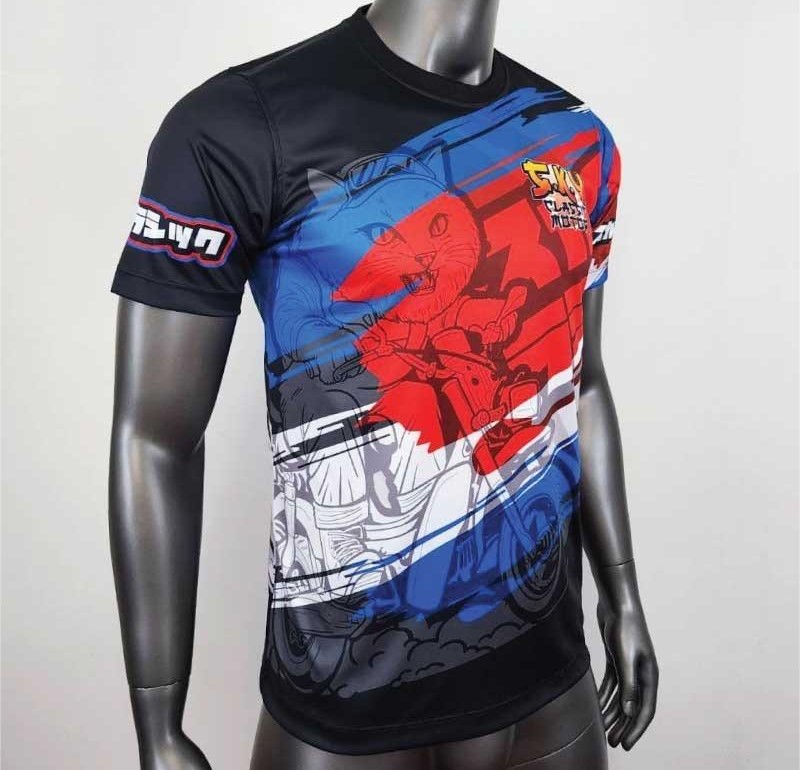 เสื้อกีฬาไมโครเรียบ ทั้งตัว สกรีนลาย แมวคลาสสิค