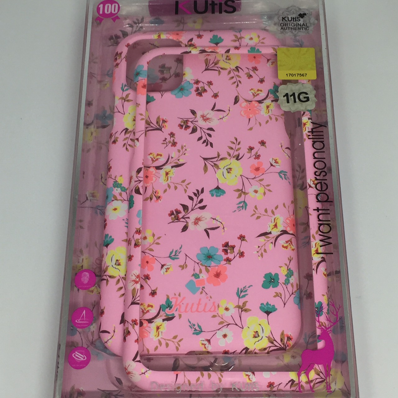 เคสคูทิส (Kutis) ไอโฟน11 (ลายดอกไม้ พื้นหลังสีชมพู)มาใหม่ เคสประกบหน้า-หลัง
