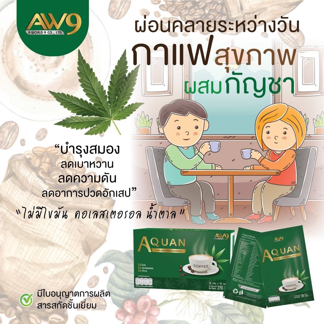 AQUAN COFFEE กาแฟเอควอน กาแฟ AW9 เอดับเบิ้ลยูไนน์ AW 9 aw 9