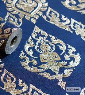 ลายไทย เทพพนม ปั๊มลายสีทอง