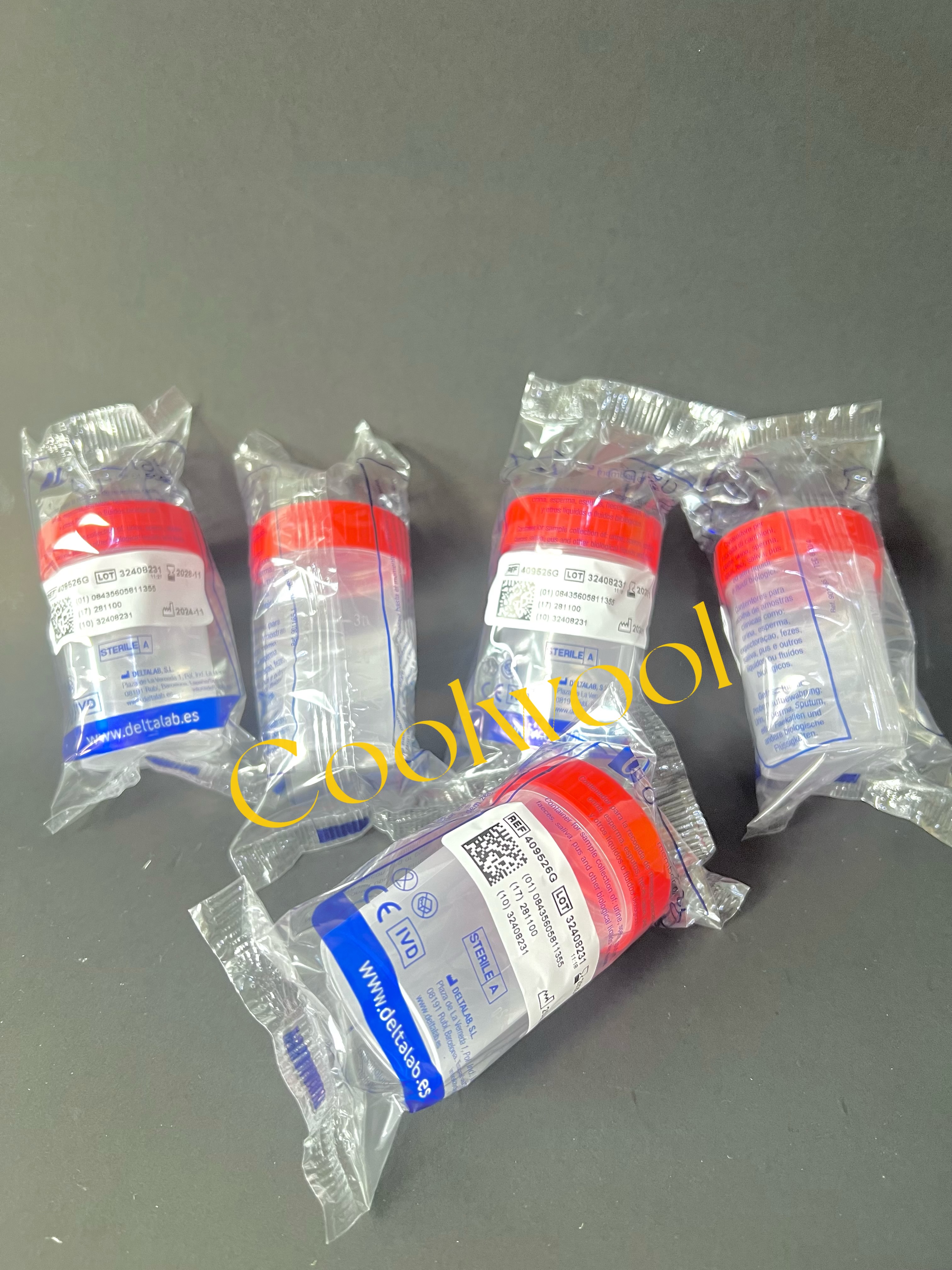 Deltalab" 60 ml Container PP Red Cap sterile-กระปุกเก็บตัวอย่าง 60 ml(750ชิ้น/ลัง)