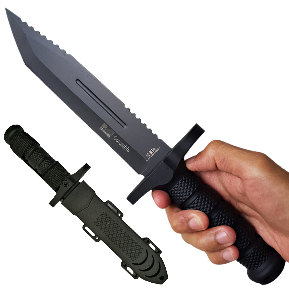 มีดพก มีดใบตาย Columbia 1338A ขนาด 12.5 นิ้ว (32 ซม.) พร้อมปลอกมีดพลาสติก ABS สำหรับเก็บมีด