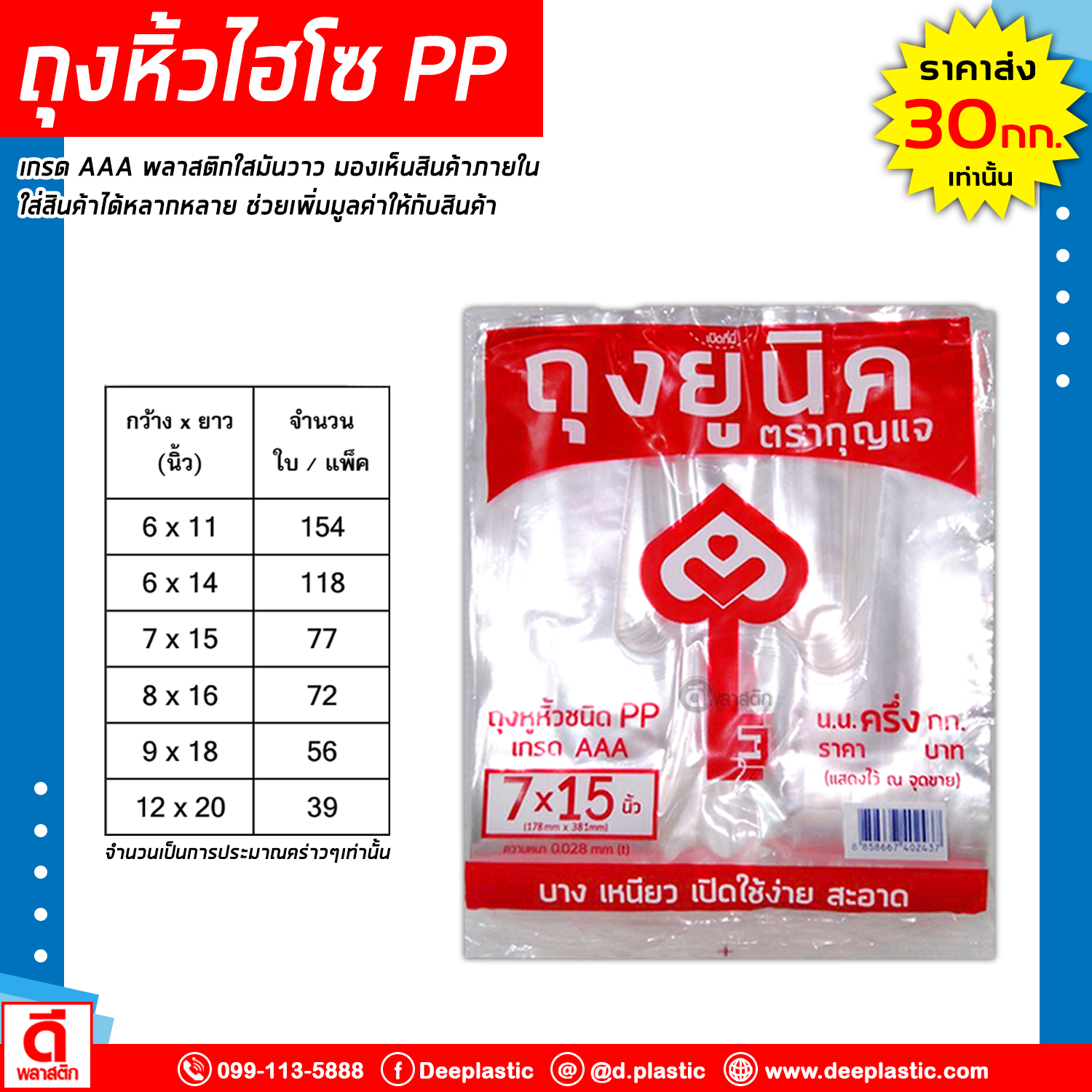 ถุงหูหิ้วไฮโซPP (ตรากุญแจ)