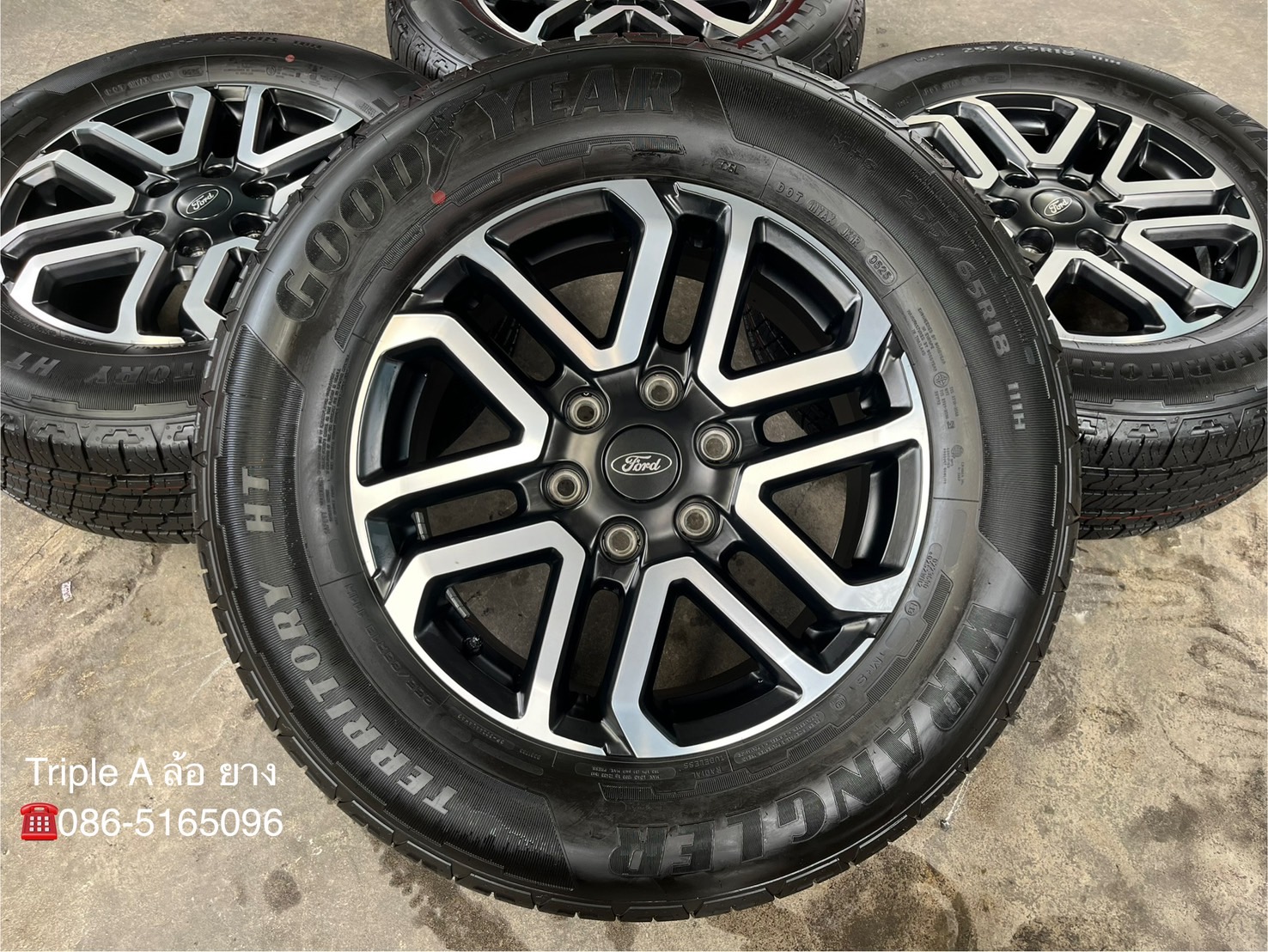💥ปี25💥✨ล้อแม็กป้ายแดง✨Ford Next-Gen Sport ขอบ 18 ดำหน้าเงา พร้อมยางใหม่ป้ายแดง 255-65-18 Goodyear💖