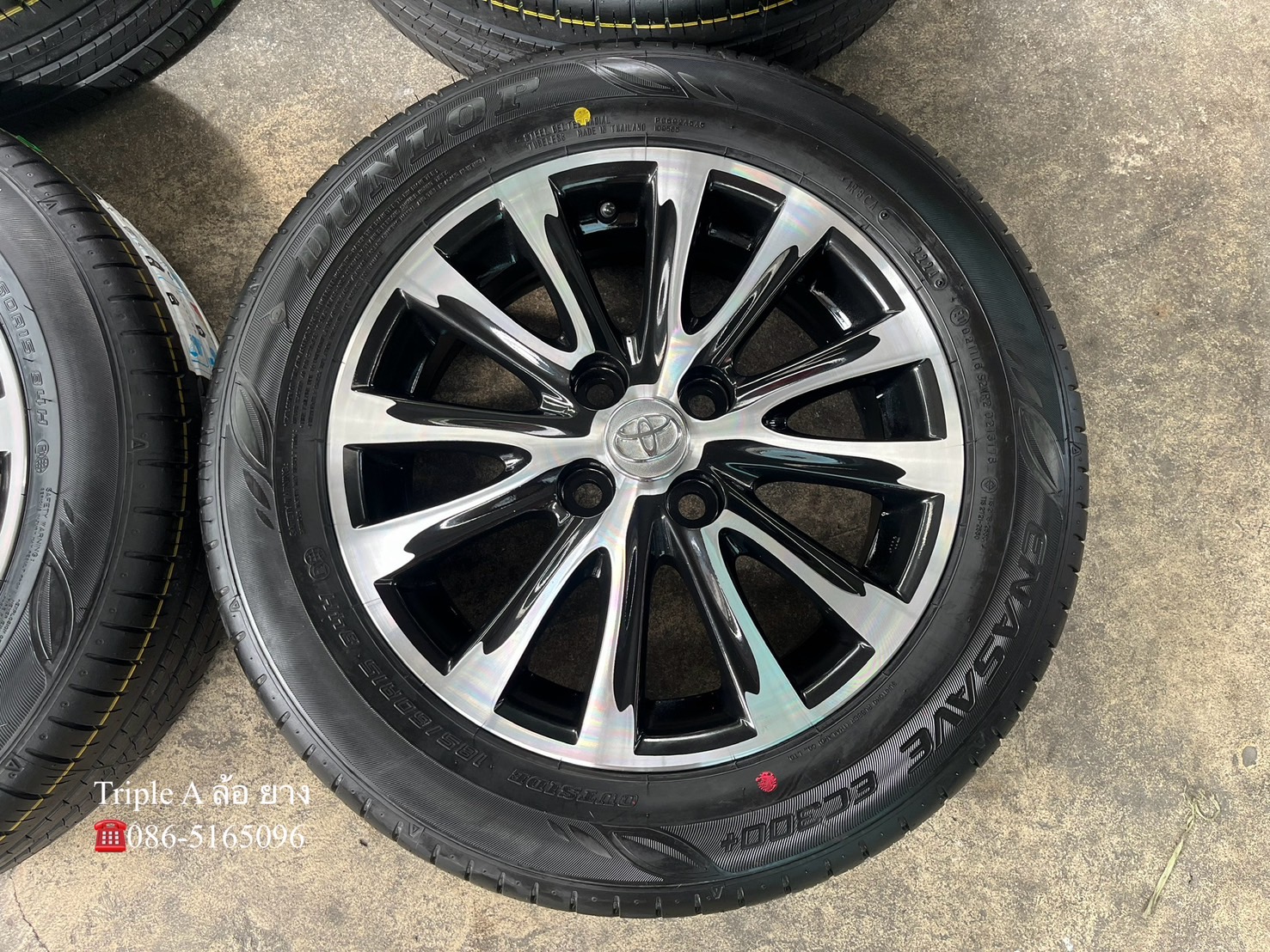 ✨ล้อแม็ก✨Toyota Vios 12 ก้าน ขอบ 15 ดำหน้าเงา พร้อมยางใหม่💯185-60-15 Dunlop♨ปี 24♨