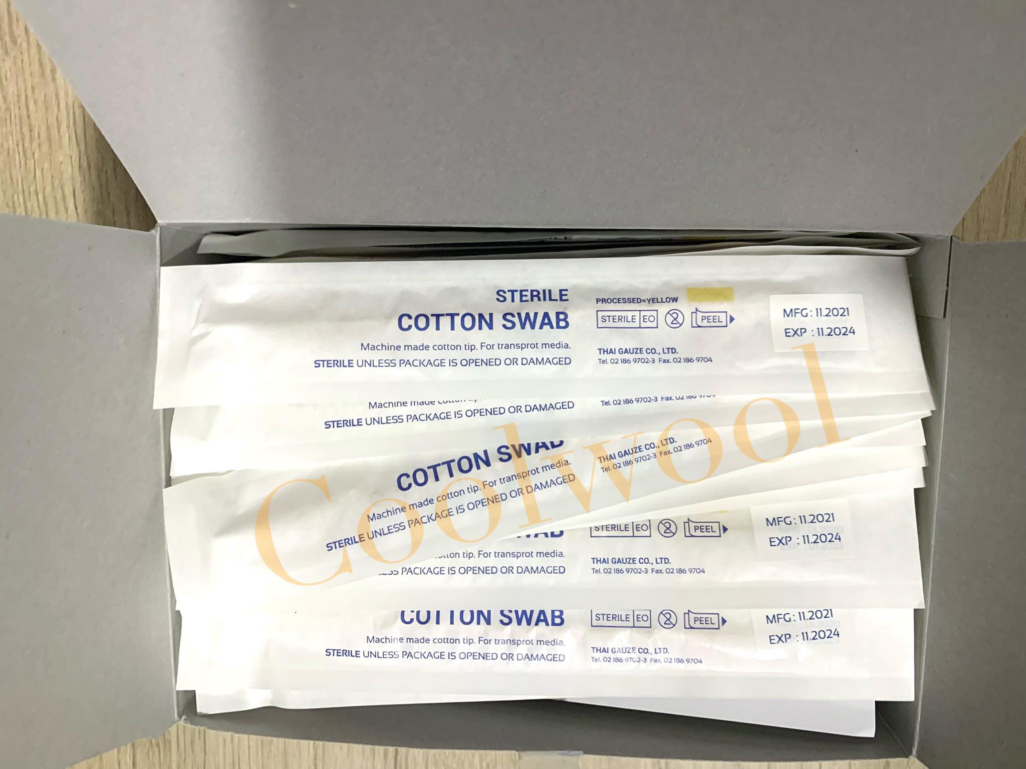 Cotton swab ไม้พันสำลี บรรจุในซอง ปราศจากเชื้อ ซองละ 1 อัน(100/pkg)