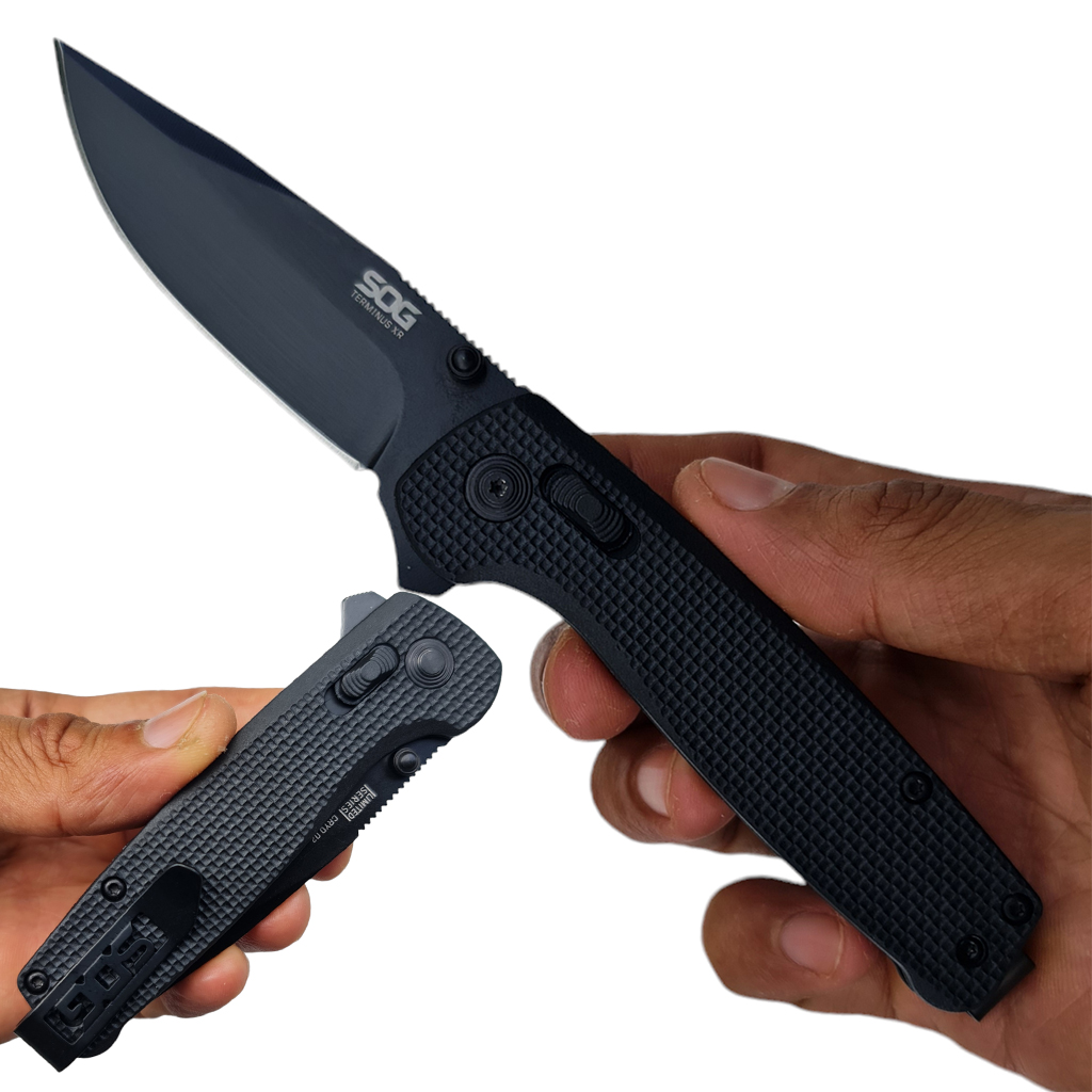 มีดพับ SOG Terminus XR Limited Series CRYO D2 ขนาด 7 นิ้ว (18 ซม.) สีดำ