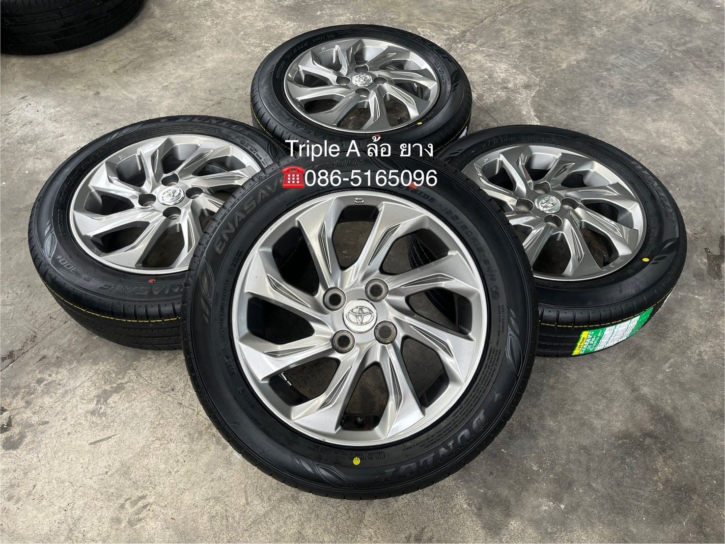 ✨ล้อแม็ก✨Toyota Vios ขอบ 15 สีเทา พร้อมยางใหม่💯185-60-15 Dunlop💥ปี 25💥