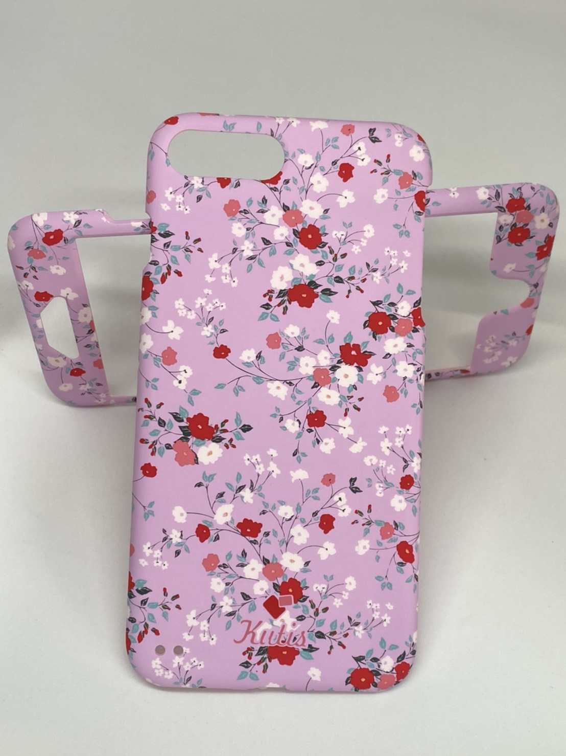 เคสคูทิส(Kutis)เคสไอโฟน7พลัส,8พลัส(ลายดอกไม้สีม่วงอ่อน)มาใหม่ เคสประกบหน้า-หลัง เคสเรืองแสง เคสลายวินเทจ ร้านSuperhero Klongthom