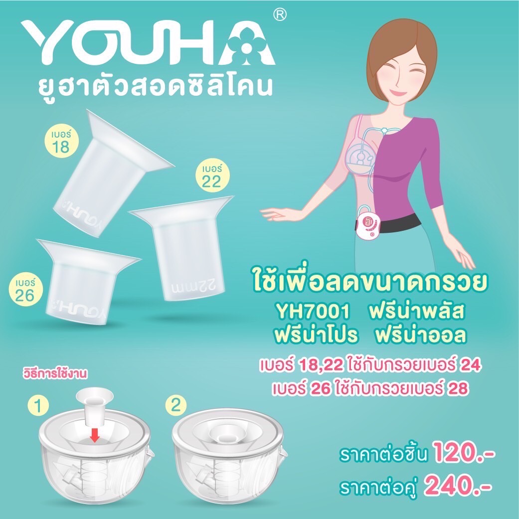 YOUHA PLUS (ยูฮา พลัส) ตัวสอดซิลิโคนเพื่อลดขนาดกรวย ใช้กับ YH7001 ฟรีน่าพลัส ฟรีน่าโปร ฟรีน่าออล