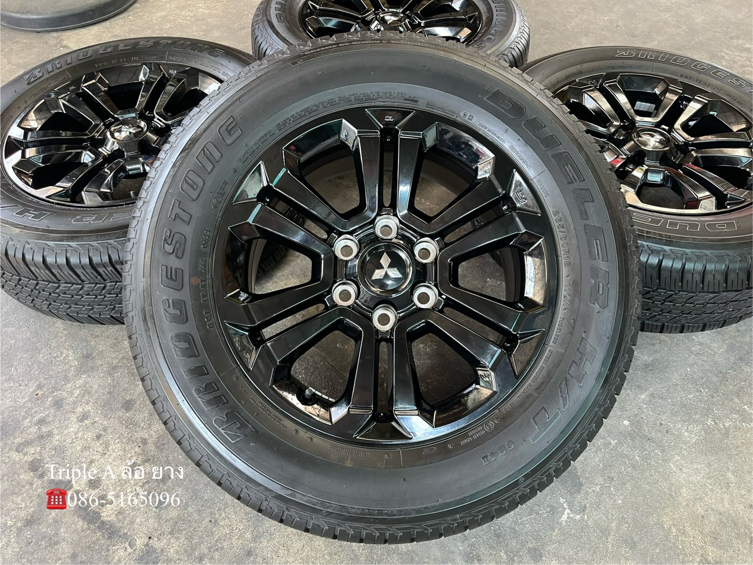 ✨ล้อแม็ก✨Mitsu Triton Athlete ขอบ 18 สีดำแท้💯พร้อมยาง 265-60-18 Bridgestone💥ปี 22💥