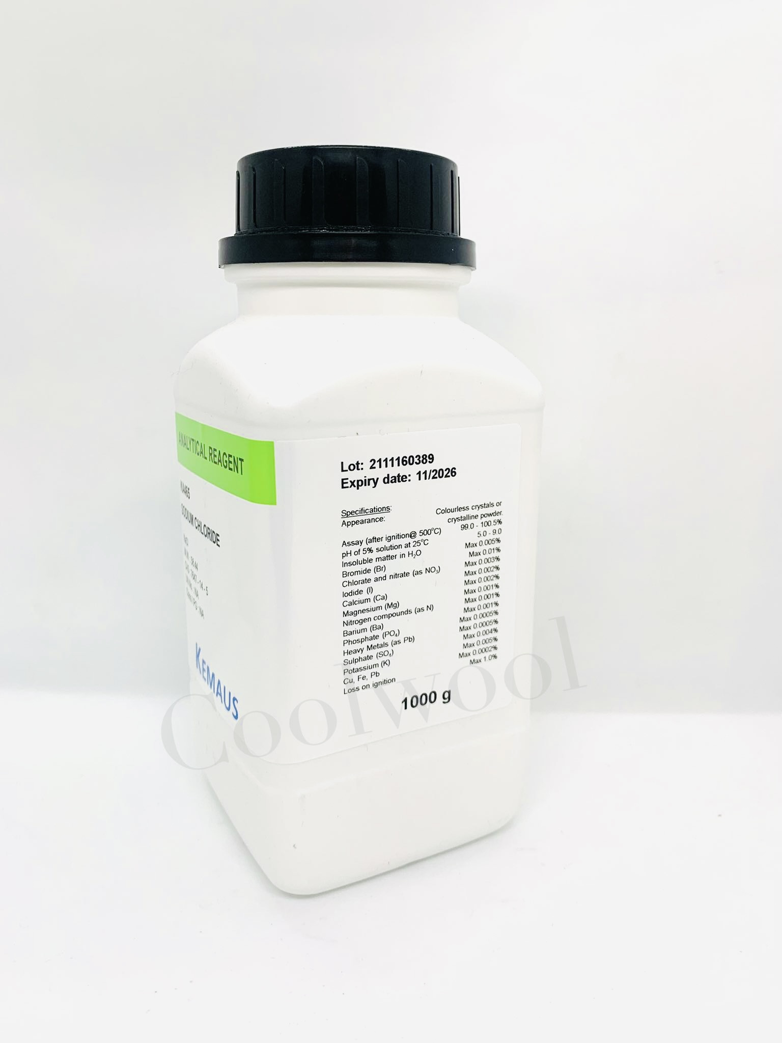 KemAus-Sodium chloride 99.9 % AR. grade(1กิโลกรัม/ขวด)