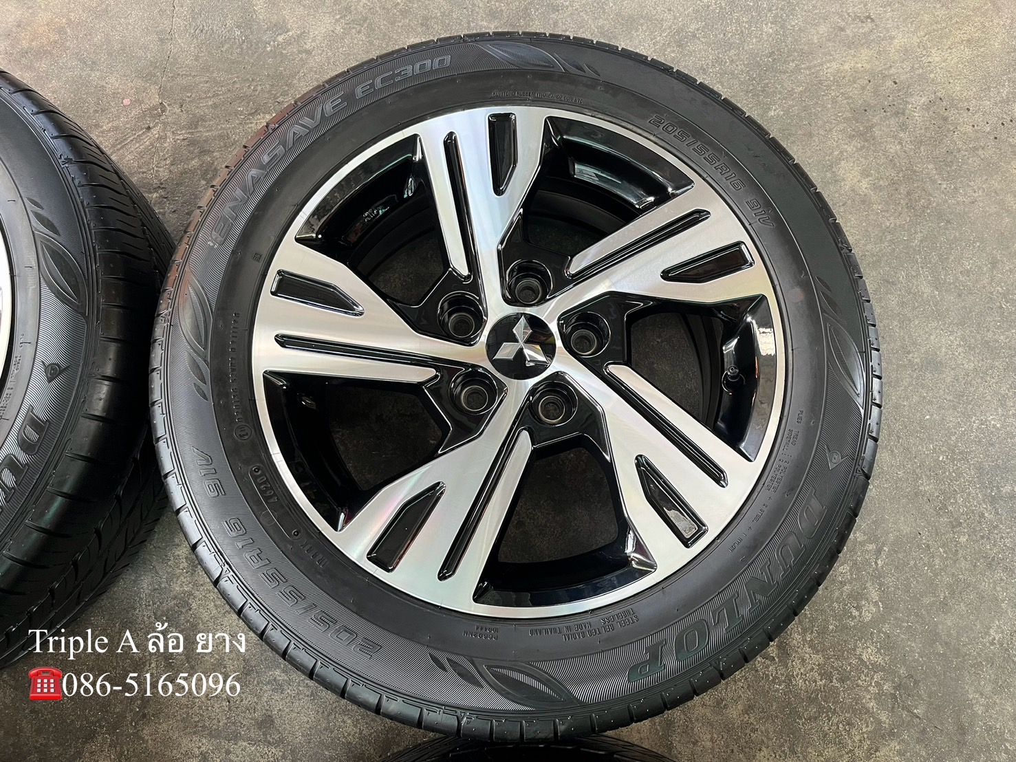 ✨ล้อแม็ก 5รู114✨Mitsu Xpander ขอบ 16 ดำหน้าเงา แถมยาง 205-55-16 Dunlop ปลายปี 20