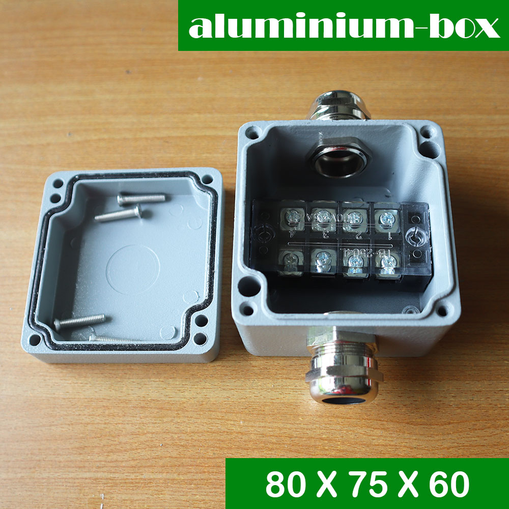 กล่องเทอร์มินอล Terminal อลูมิเนียมกันน้ำ ขนาด 80 X 75 X 60 มม. เข้า 1 ออก 1