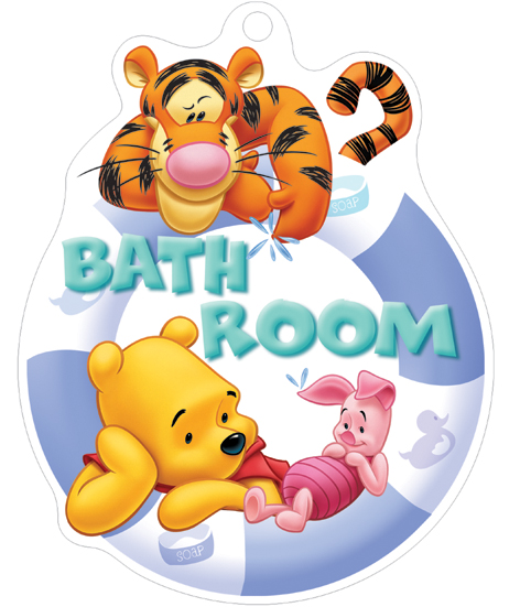 DSP-04 Disney POOH ป้ายห้อยแต่งบานประตูลายหมีพูห์ Bath Room ขนาด 20cm x 23cm