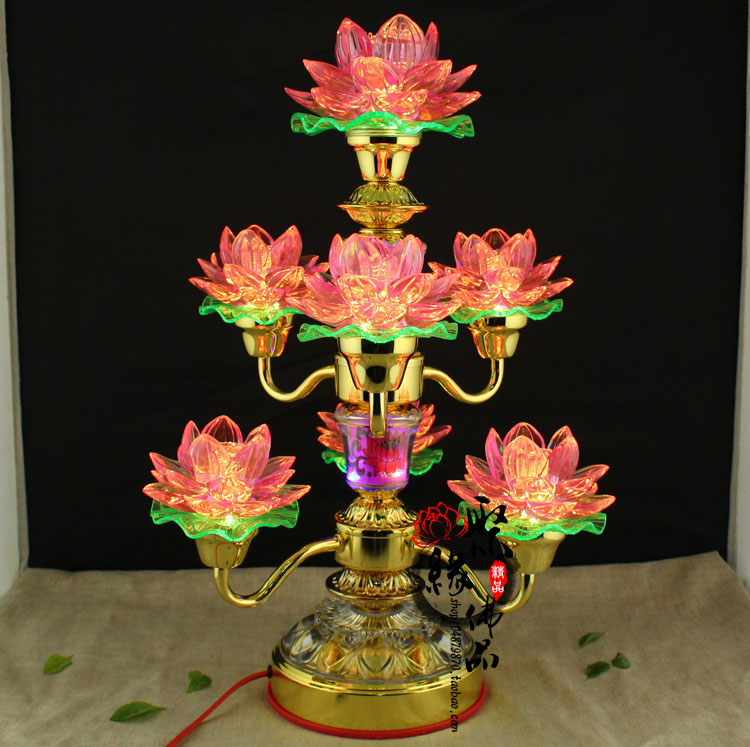 โคมไฟคริสตัลดอกบัว(LED) สำหรับจุดบูชาพระโพธิสัตว์,พระพุทธ,ตกแต่งหิ้งบูชา เสริมมงคล