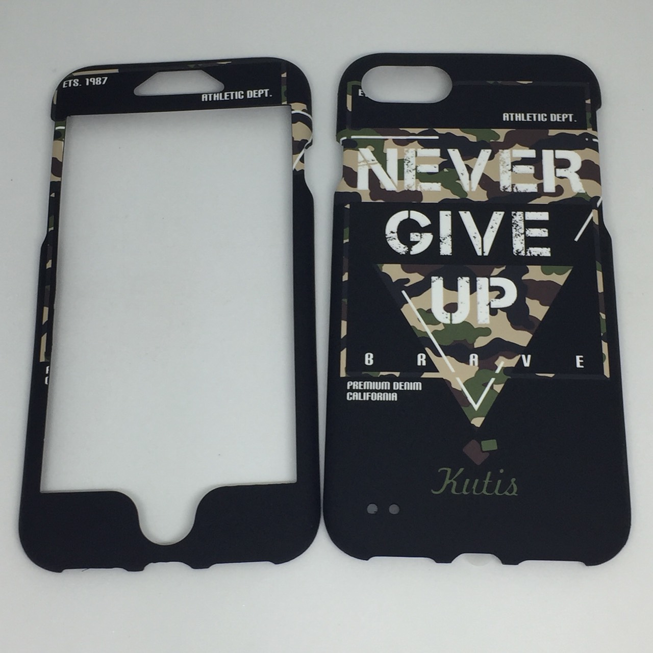 เคสคูทิส(Kutis)เคสไอโฟน7,8,SEปี2020(ลายNeverGiveUp)มาใหม่ เคสประกบหน้า-หลัง เคสเรืองแสง เคสลายวินเทจ ร้านSuperhero Klongthom