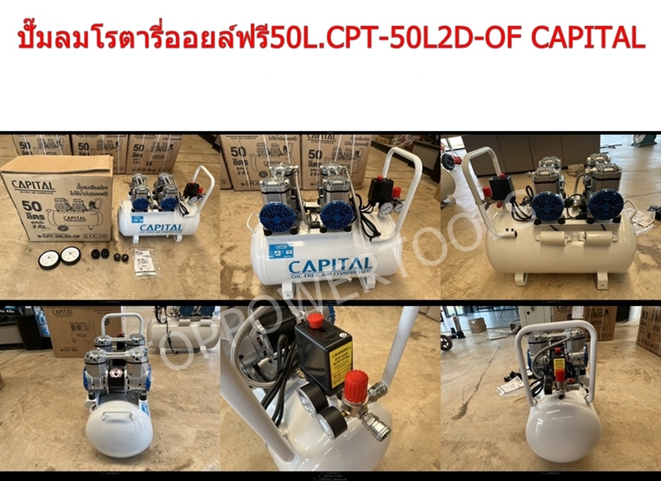ปั๊มลมโรตารี่ออยล์ฟรี50L.CPT-50L2D-OF CAPITAL