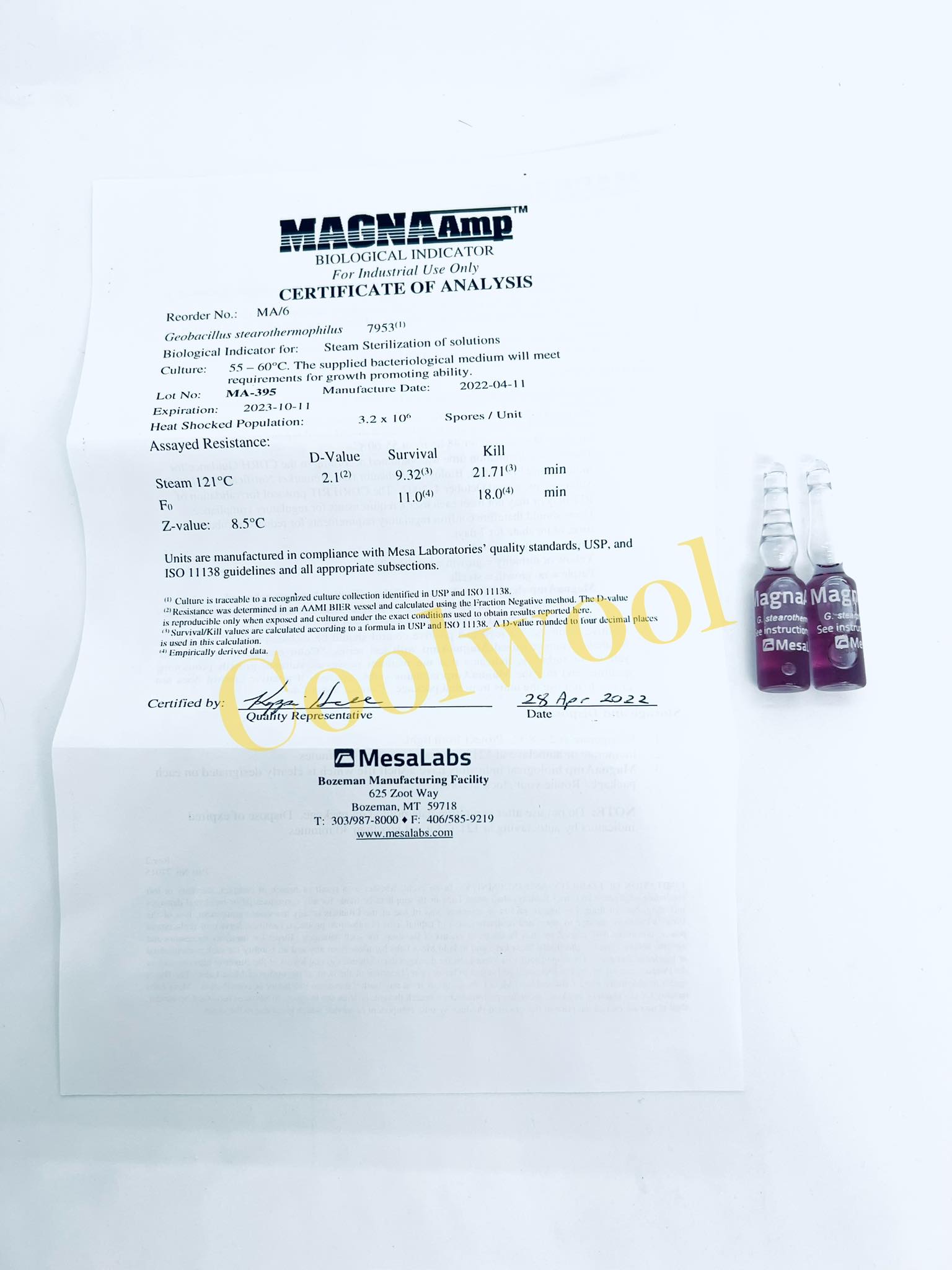 MagnaAmp 10^6 -G. stearothermophilus-สำหรับทดสอบประสิทธิภาพเครื่อง autoclave(50 ชิ้น/แพ็ค)