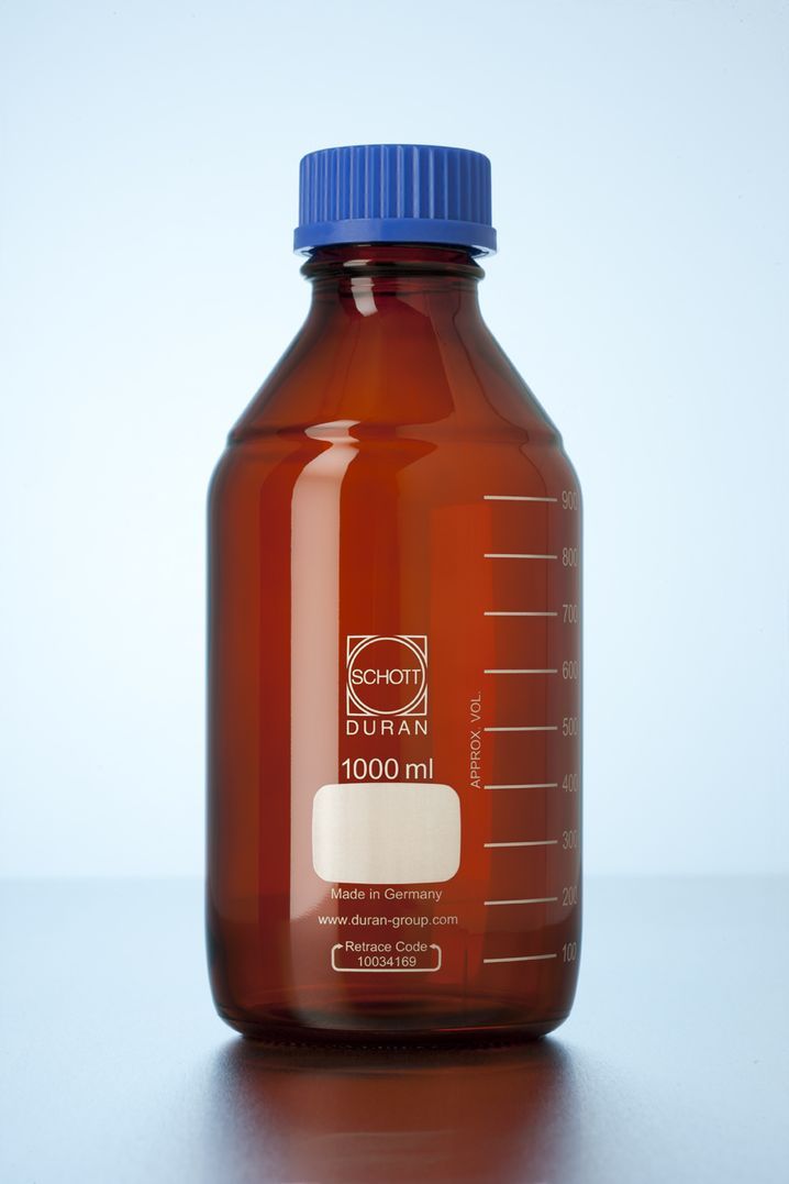 ขวดเก็บสารเคมี ขวดดูแรน ชนิดชา ชนิดปากแคบ DURAN® Laboratory Bottle Amber