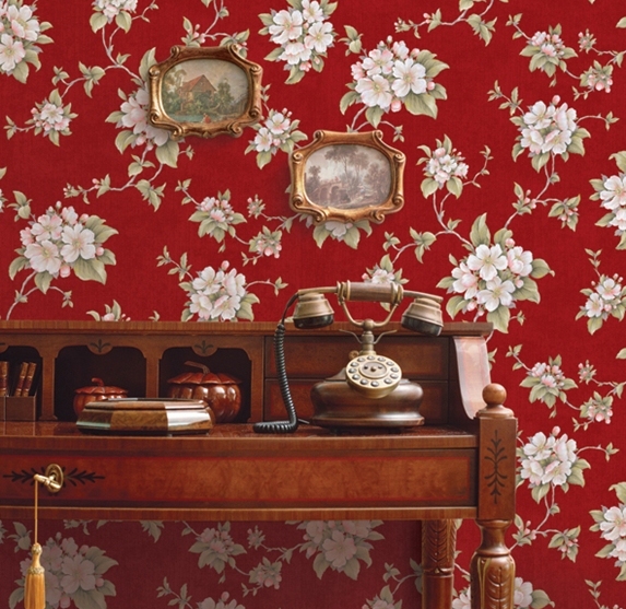 LDSPL-15 Wallpaper Vinyl Sticker วอลล์เปเปอร์ไวนิล แบบมีกาวในตัว ลายWhite Flower Wine หน้ากว้าง 60 cm